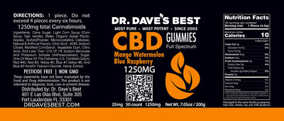 Dr. Dave's Best Full Spectrum CBD Gummies 25mg 50 Count