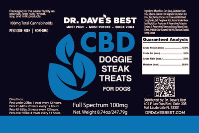 Dr. Dave's Best Full Spectrum CBD Dog Treats 100mg 20 count (Meaty Steak Flavor)