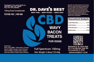 Dr. Dave's Best Full Spectrum CBD Dog Treats 100mg 20 count (Cheesy Bacon Flavor)