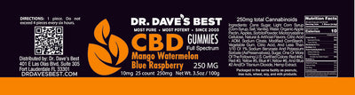 Dr. Dave's Best Full Spectrum CBD Gummies 10mg 25 Count