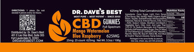 Dr. Dave's Best Full Spectrum CBD Gummies 25mg 25 Count